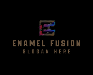 Gradient Glitch Letter E logo design