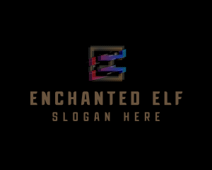 Gradient Glitch Letter E logo design