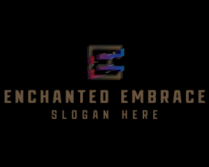 Gradient Glitch Letter E logo design