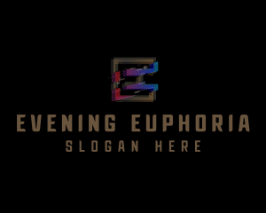 Gradient Glitch Letter E logo design