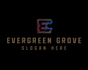 Gradient Glitch Letter E logo design