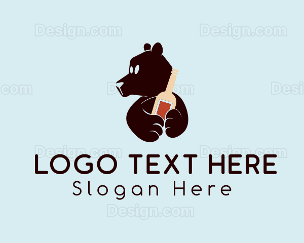 Bear Bottle Drinking Logo