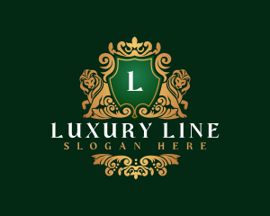 Luxury Lion Shield logo design