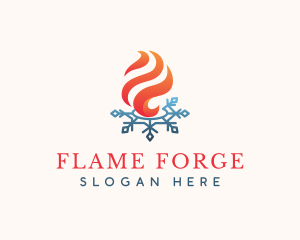 Flame Ice Snowflake logo design