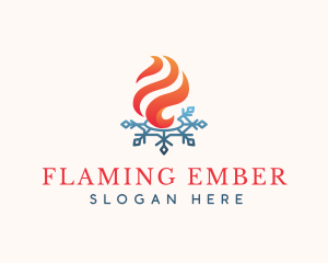 Flame Ice Snowflake logo design