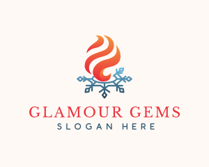 Flame Ice Snowflake logo design