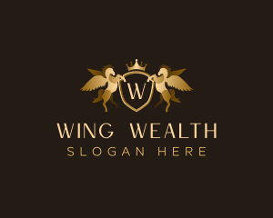 Crown Shield Wings Pegasus logo design