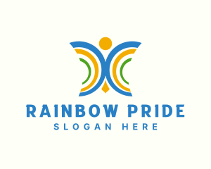 Rainbow Butterfly Wings logo design