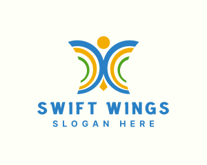 Rainbow Butterfly Wings logo design