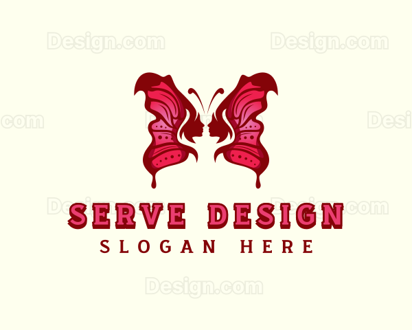 Woman Butterfly Wings Logo