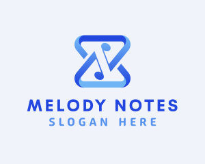 Blue Musical Notes logo design