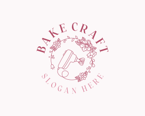 Floral Baking Stand Mixer logo design