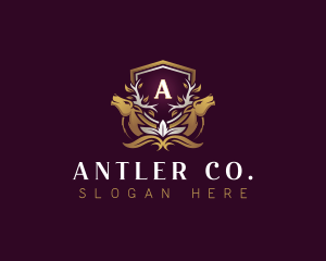 Deer Shield Antler logo design