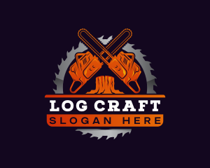 Chainsaw Log Cutter logo design