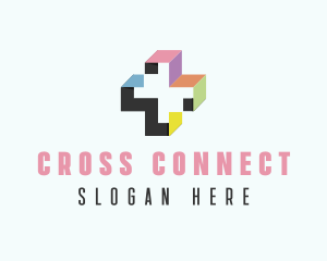 3D Geometric Cross logo design