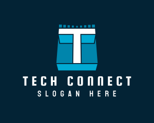 Futuristic Letter T Technology Logo