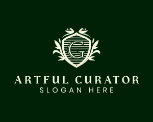 Ornate Floral Shield logo
