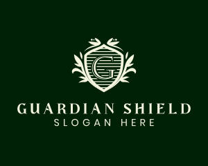 Ornate Floral Shield logo design