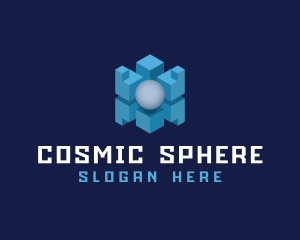 Isometric Cube Sphere logo design