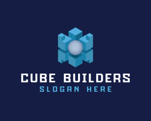 Isometric Cube Sphere logo design