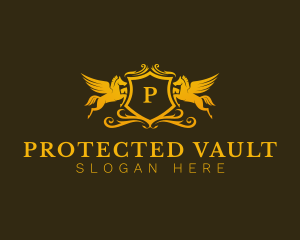 Winged Horse Pegasus Shield logo design