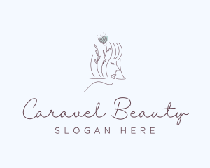 Floral Hair Beauty Lady logo design