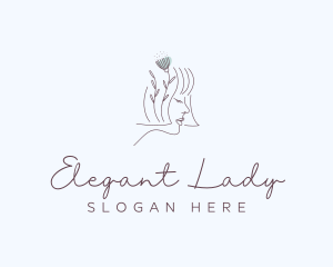 Floral Hair Beauty Lady logo design