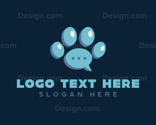 Paw Print Chat Bubble Logo