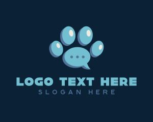 Paw Print Chat Bubble logo