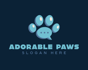 Paw Print Chat Bubble logo design