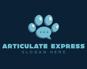 Paw Print Chat Bubble logo design