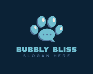 Paw Print Chat Bubble logo design