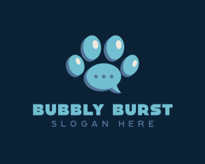 Paw Print Chat Bubble logo design