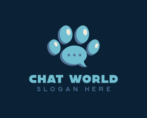 Paw Print Chat Bubble logo design