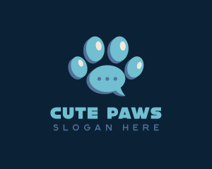 Paw Print Chat Bubble logo design
