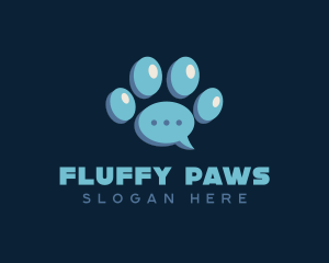 Paw Print Chat Bubble logo design