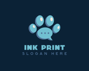 Paw Print Chat Bubble logo design