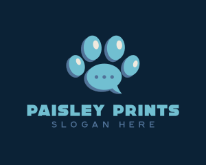 Paw Print Chat Bubble logo design