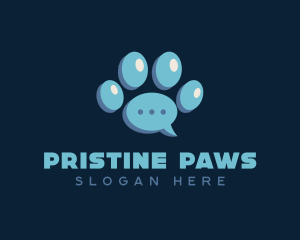 Paw Print Chat Bubble logo design