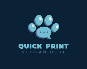 Paw Print Chat Bubble logo design