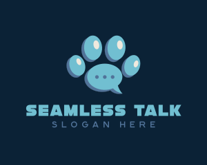 Paw Print Chat Bubble logo design