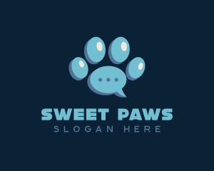 Paw Print Chat Bubble logo design