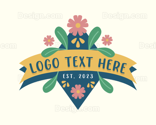 Handcrafted Floral Banner Logo