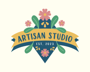 Handcrafted Floral Banner logo design