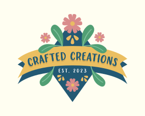 Handcrafted Floral Banner logo design