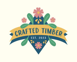 Handcrafted Floral Banner logo design