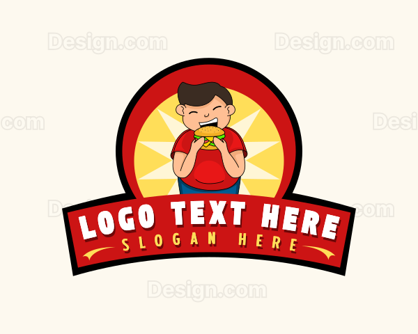 Boy Hamburger Snack Logo