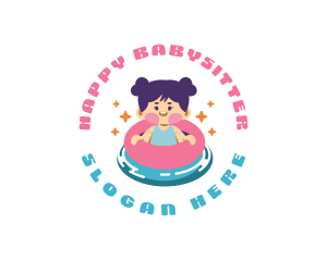 Cute Girl Swimming logo design