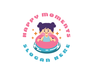 Cute Girl Swimming logo design