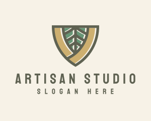 Botanical Leaf Shield  logo design